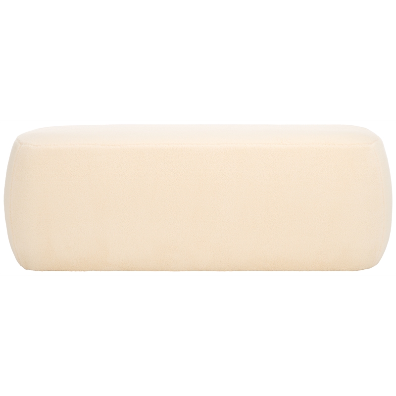 Safavieh Whitley Pine Wood and Fabric Rectangular Ottoman in Cream