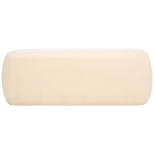 Safavieh Whitley Pine Wood and Fabric Rectangular Ottoman in Cream