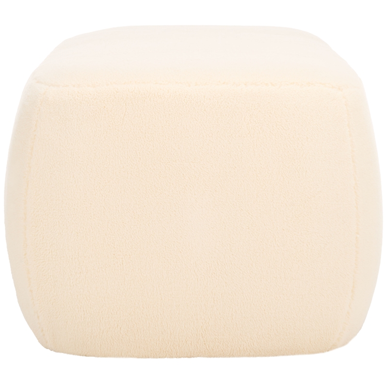 Safavieh Whitley Pine Wood and Fabric Rectangular Ottoman in Cream