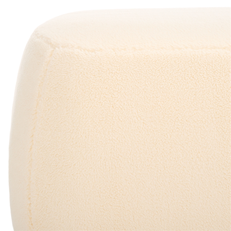 Safavieh Whitley Pine Wood and Fabric Rectangular Ottoman in Cream