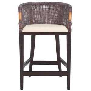 Safavieh Brando Solid Wood and Cotton  Counter Stool in Brown/ White
