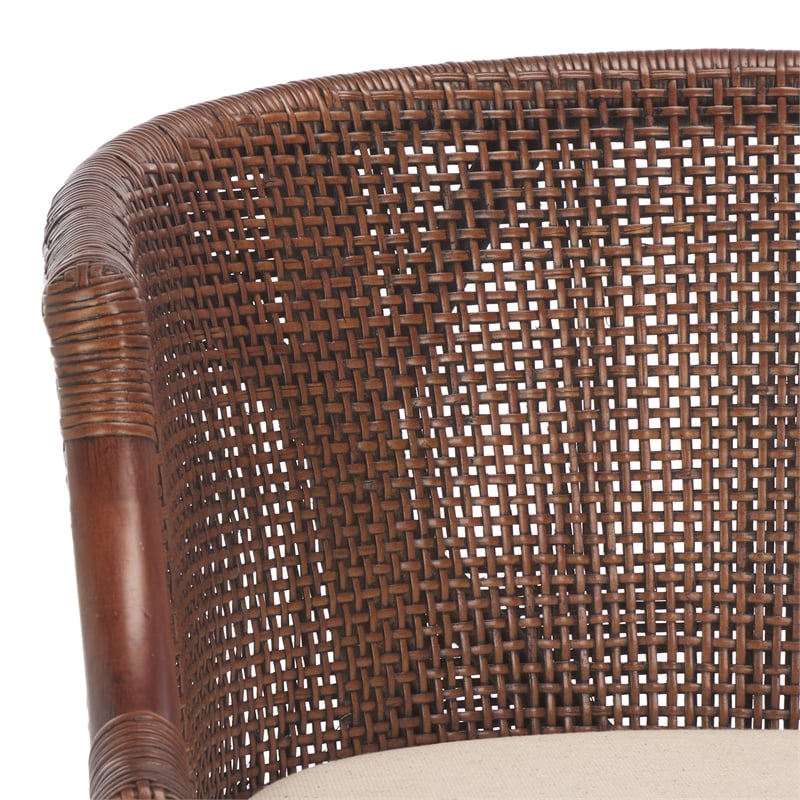 Safavieh Brando Solid Wood and Cotton Counter Stool in Brown/Black/White