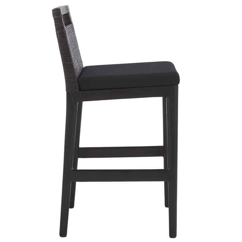 Safavieh Darin Solid Wood and Cotton Counter Stool in  Brown / Black
