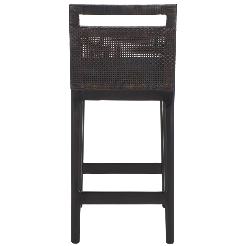 Safavieh Darin Solid Wood and Cotton Counter Stool in  Brown / Black