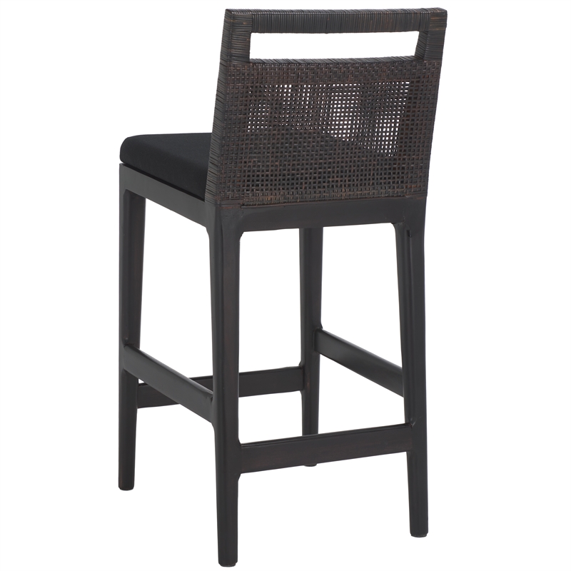 Safavieh Darin Solid Wood and Cotton Counter Stool in  Brown / Black