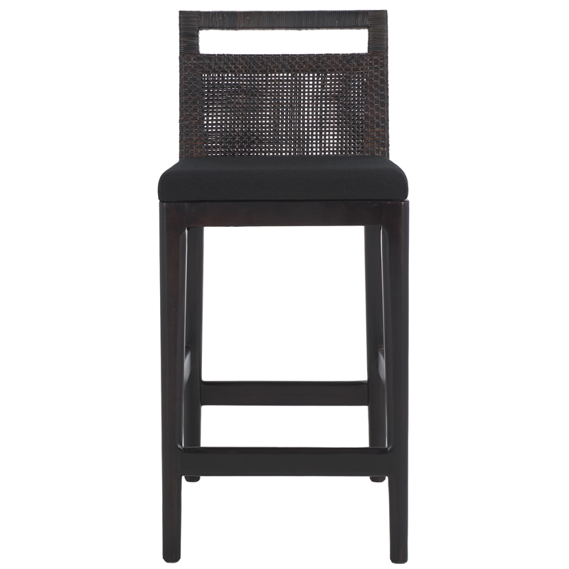 Safavieh Darin Solid Wood and Cotton Counter Stool in  Brown / Black