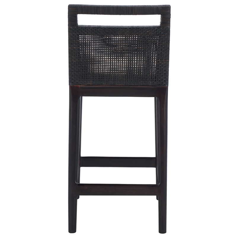 Safavieh Darin Solid Wood and Cotton Counter Stool in Brown / White
