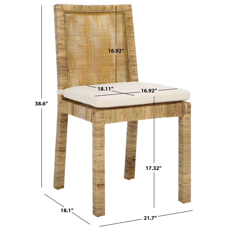 Safavieh Tojo Cane Wood and Rattan Dining Chair in White / Gray