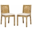 Safavieh Tojo Cane Wood and Rattan Dining Chair in White / Gray