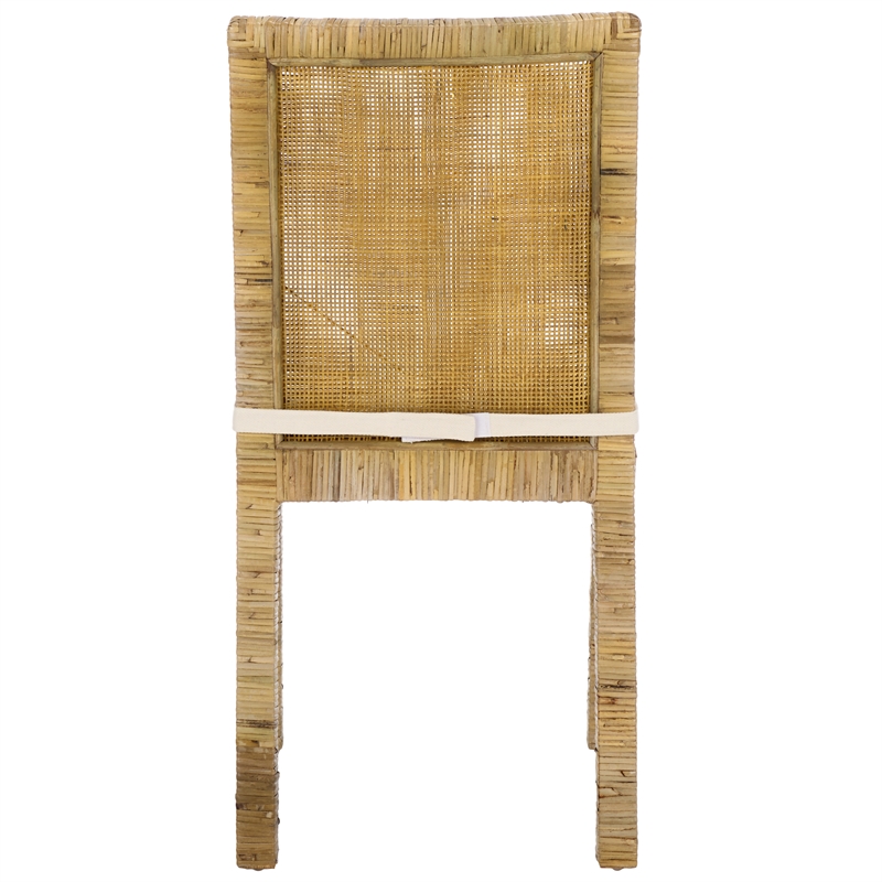 Safavieh Tojo Cane Wood and Rattan Dining Chair in White / Gray
