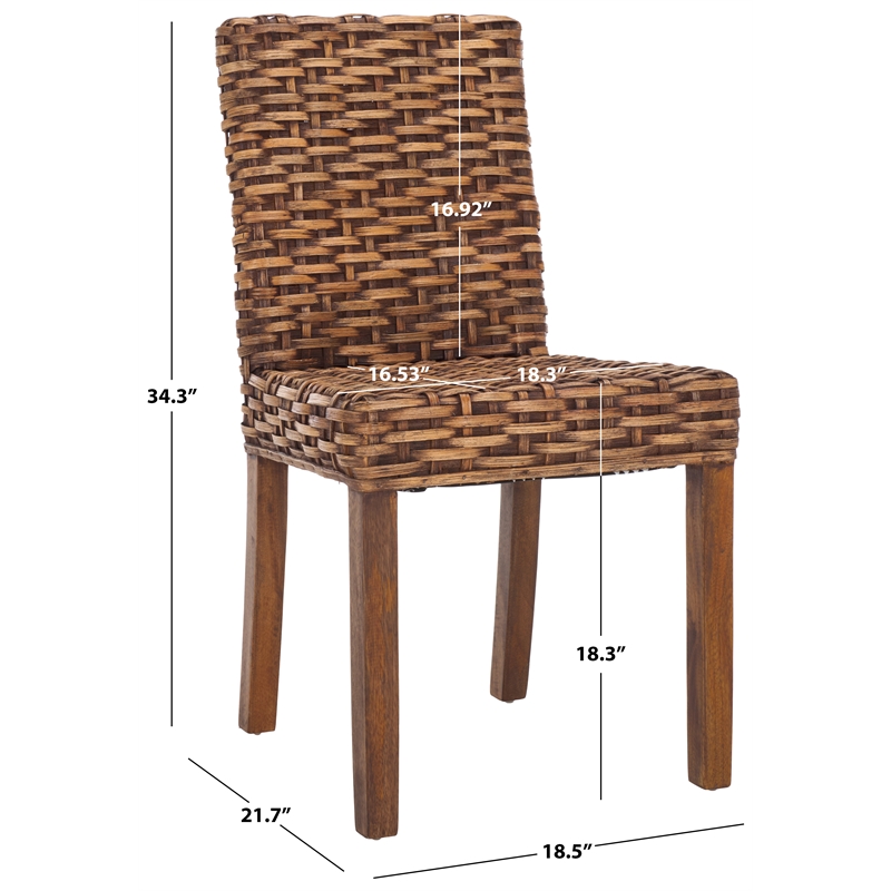 Safavieh Grove Wood and Rattan Side Chair in Brown