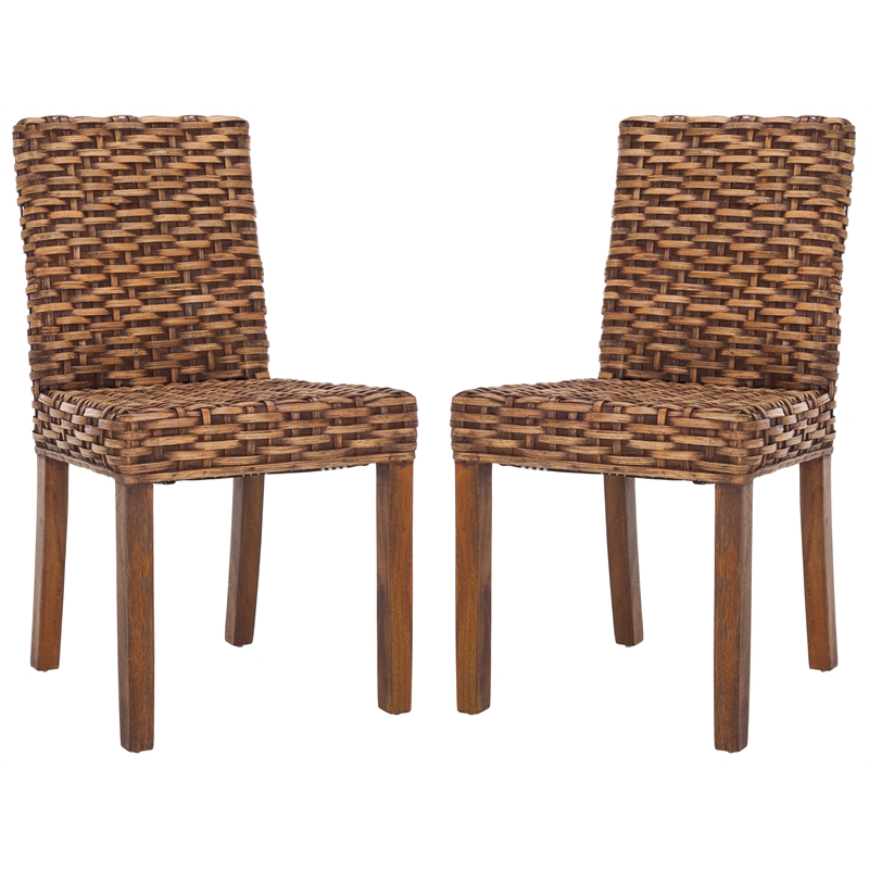 Safavieh Grove Wood and Rattan Side Chair in Brown