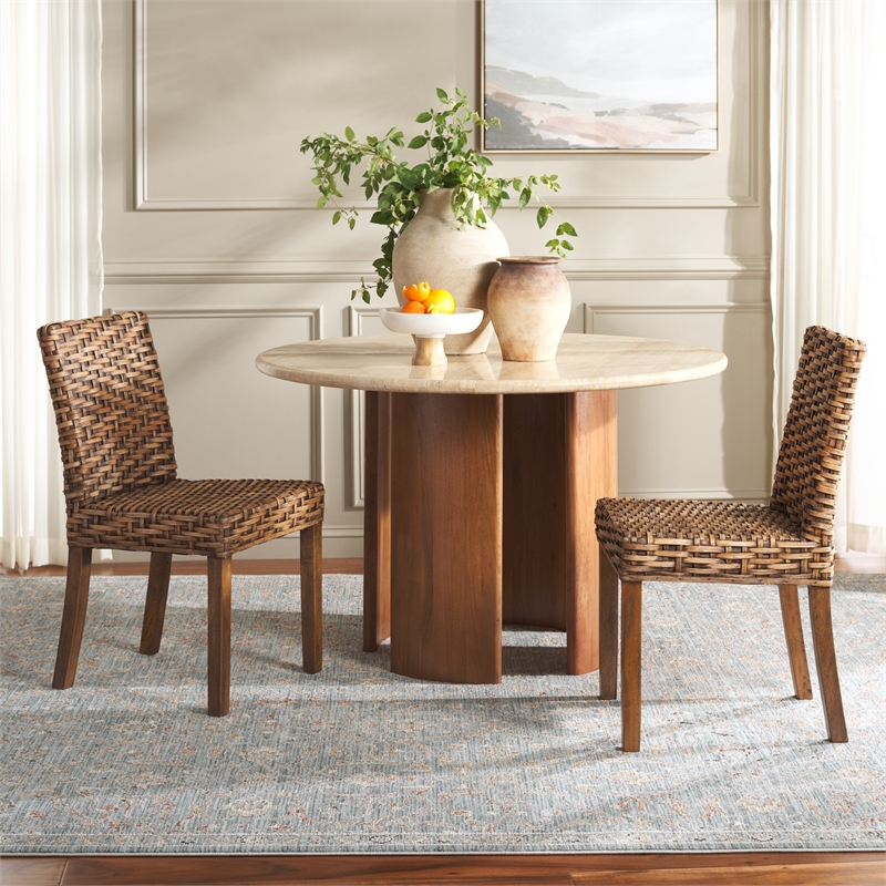 Safavieh Grove Wood and Rattan Side Chair in Brown