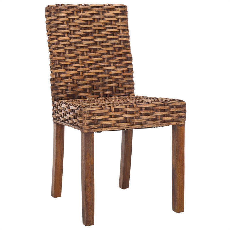Safavieh Grove Wood and Rattan Side Chair in Brown