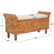 Safavieh Palermo Wood and Rattan Bench in White / Natural