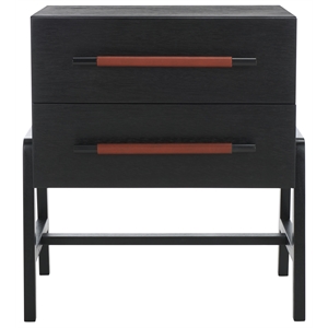 Safavieh Tiona Wood and Steel Nightstand in Black / Brown