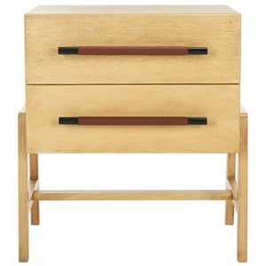 Safavieh Tiona Wood and Steel  Nightstand in Natural / Brown