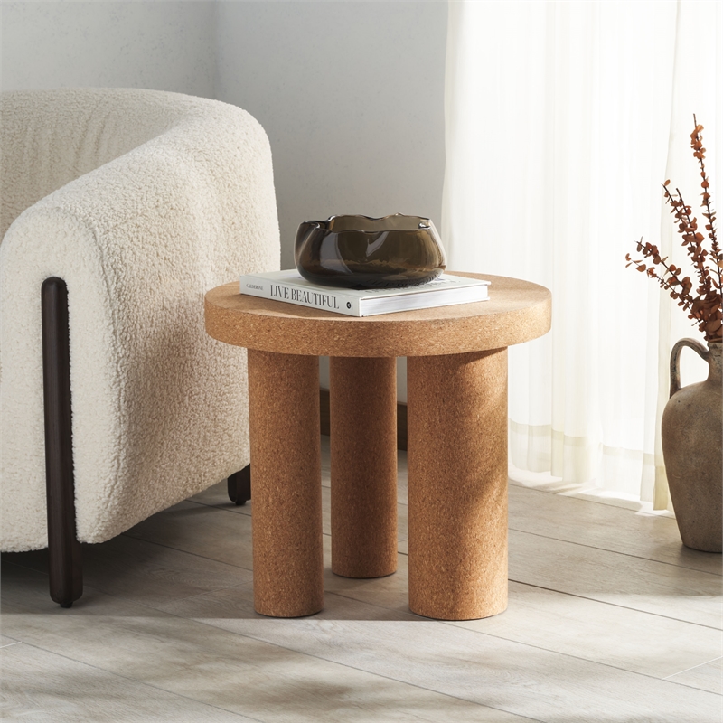 Safavieh Gilligan 3 Leg Accent Table in Cork