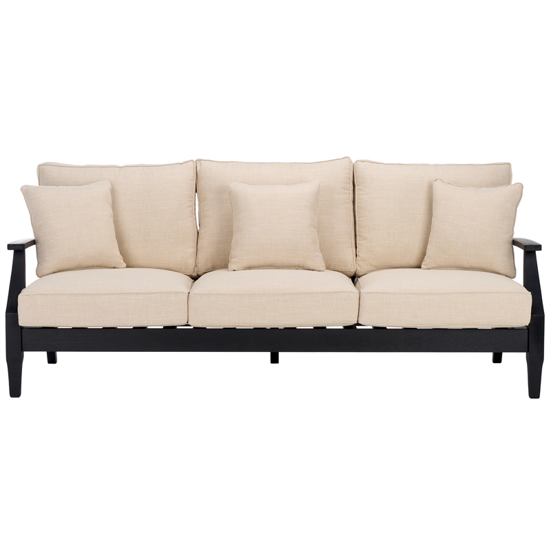 Safavieh Martinique Wood Outdoor Sofa in Black / White