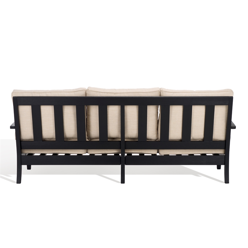 Safavieh Martinique Wood Outdoor Sofa in Black / White