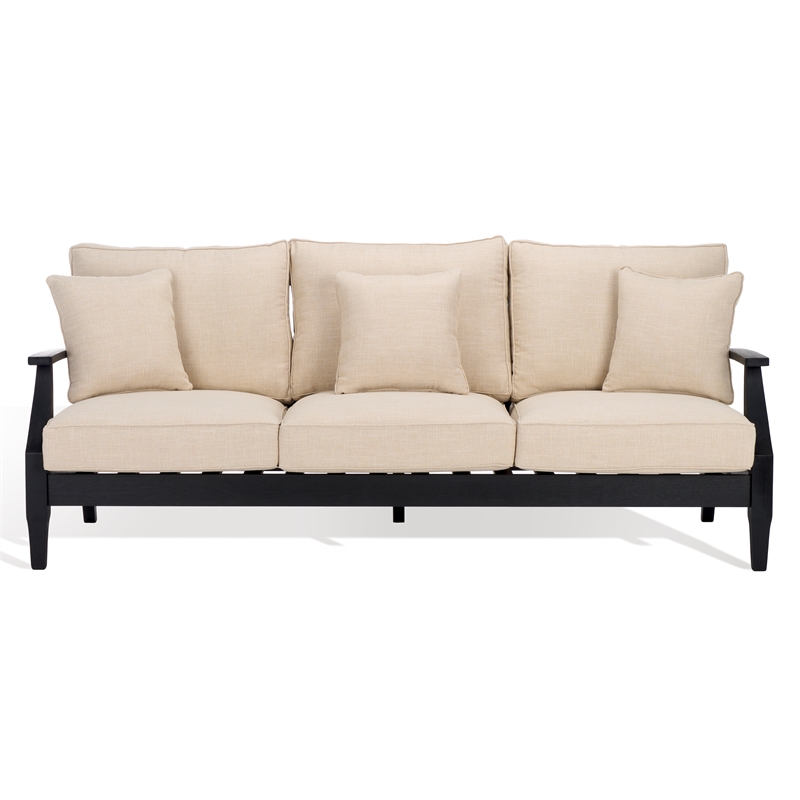 Safavieh Martinique Wood Outdoor Sofa in Black / White