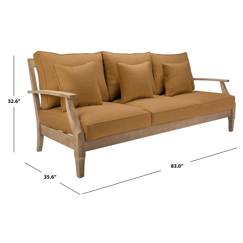 Safavieh Martinique Wood Outdoor Sofa in Natural / Brown