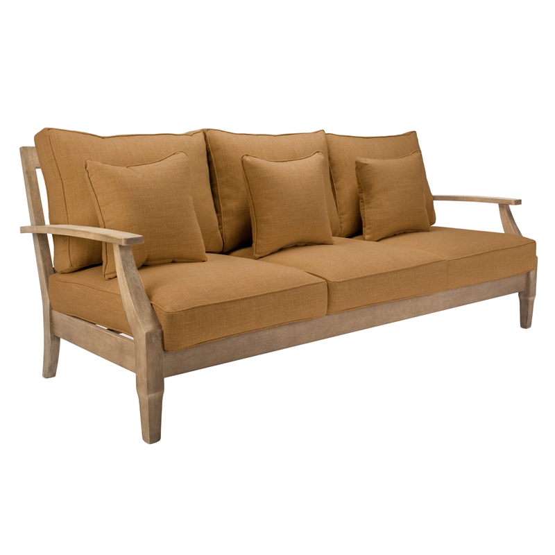 Safavieh Martinique Wood Outdoor Sofa in Natural / Brown