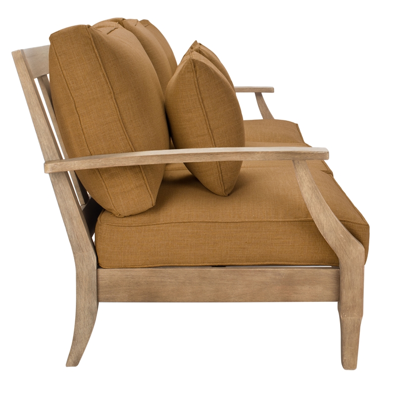 Safavieh Martinique Wood Outdoor Sofa in Natural / Brown