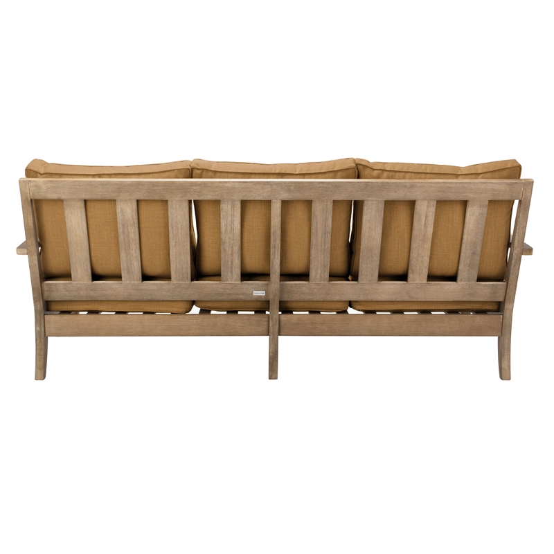 Safavieh Martinique Wood Outdoor Sofa in Natural / Brown