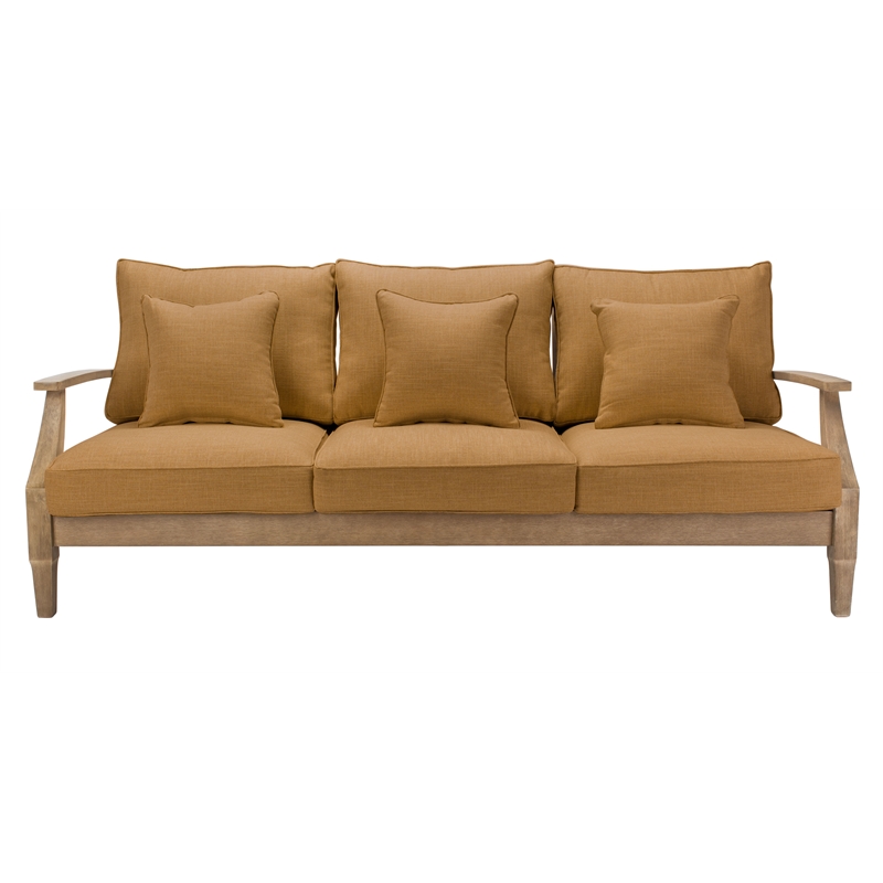 Safavieh Martinique Wood Outdoor Sofa in Natural / Brown