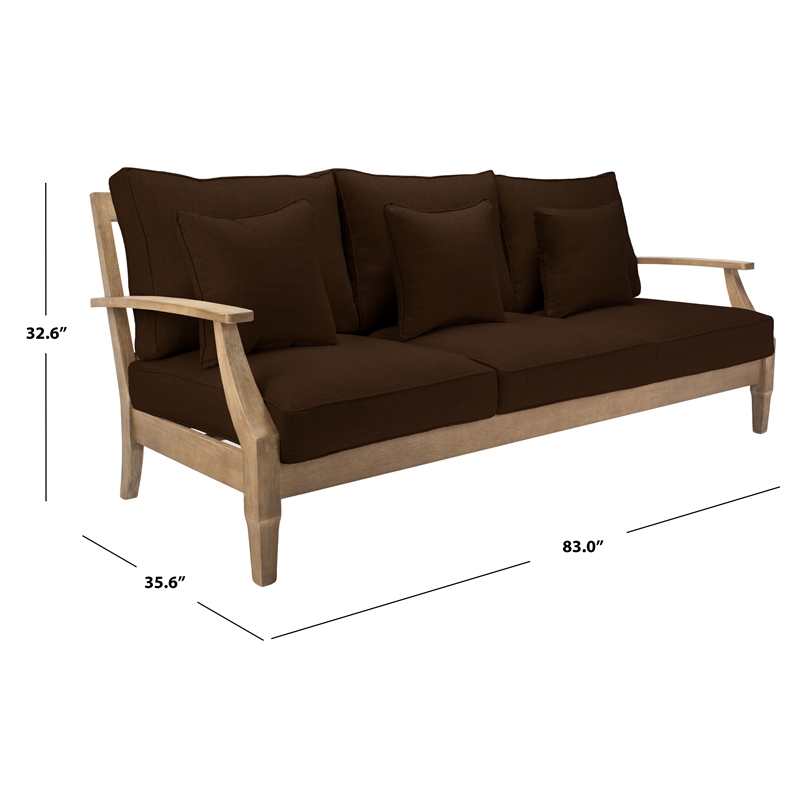 Safavieh Martinique Eucalyptus Wood Outdoor Sofa in Natural /  Brown