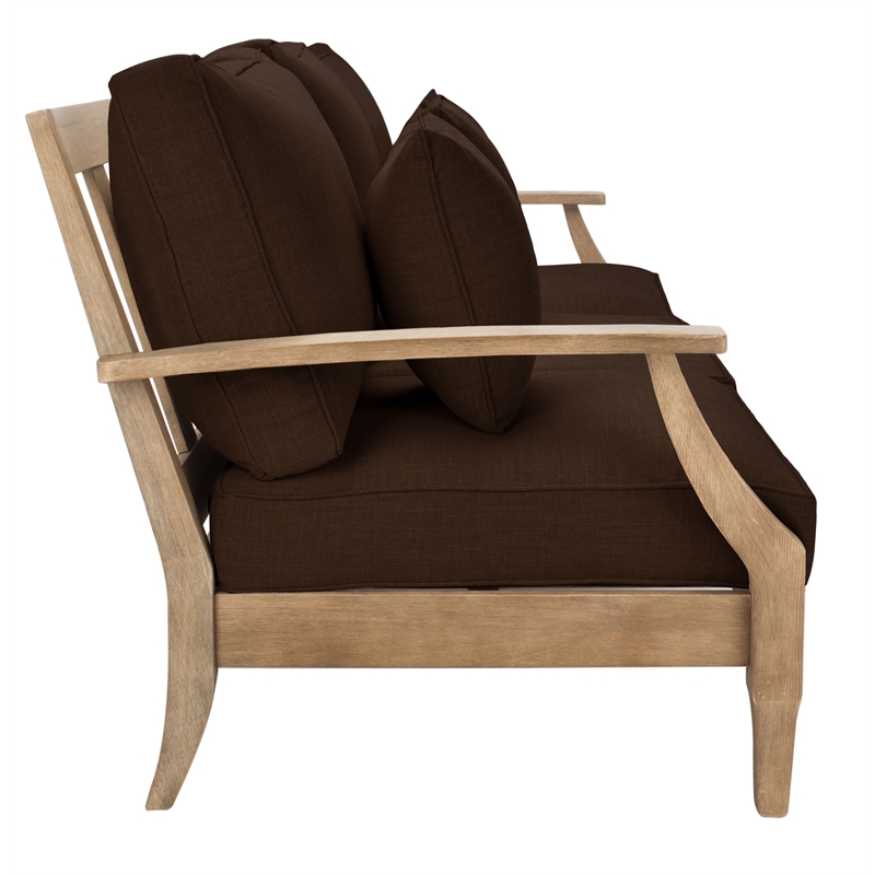 Safavieh Martinique Eucalyptus Wood Outdoor Sofa in Natural /  Brown