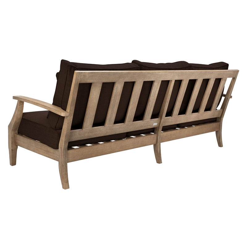 Safavieh Martinique Eucalyptus Wood Outdoor Sofa in Natural /  Brown