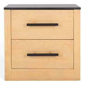 Safavieh Abbianna Wood and Steel Nightstand in Natural / Black