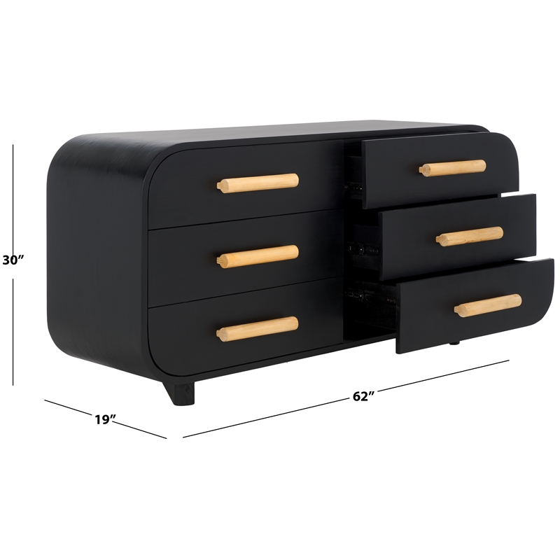 Safavieh Peterson Pine Wood Dresser in Black / Natural