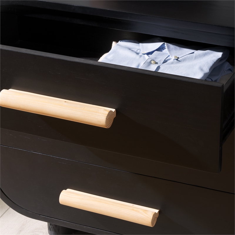 Safavieh Peterson Pine Wood Dresser in Black / Natural