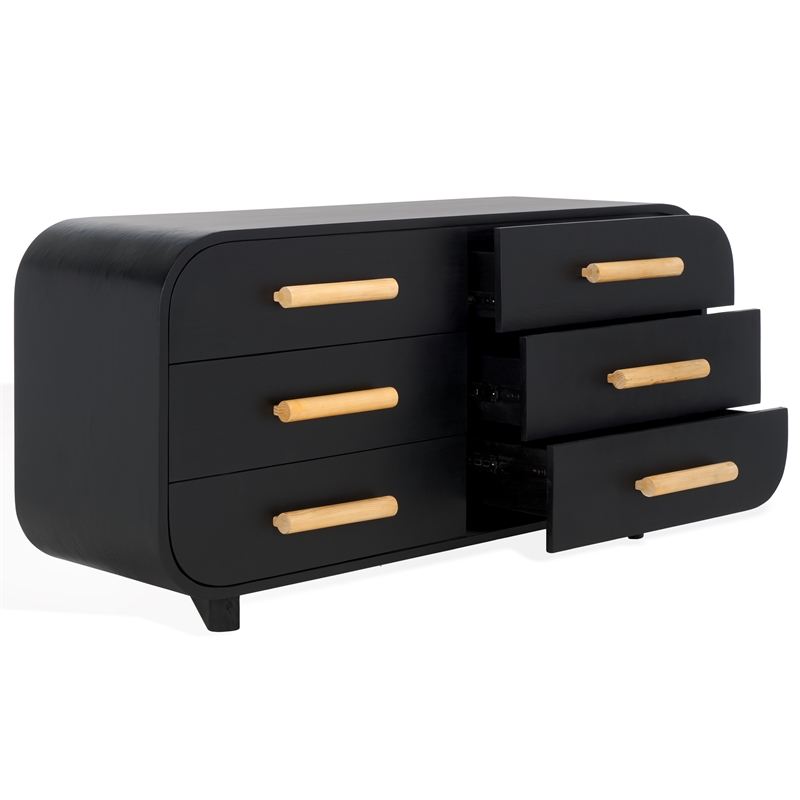 Safavieh Peterson Pine Wood Dresser in Black / Natural