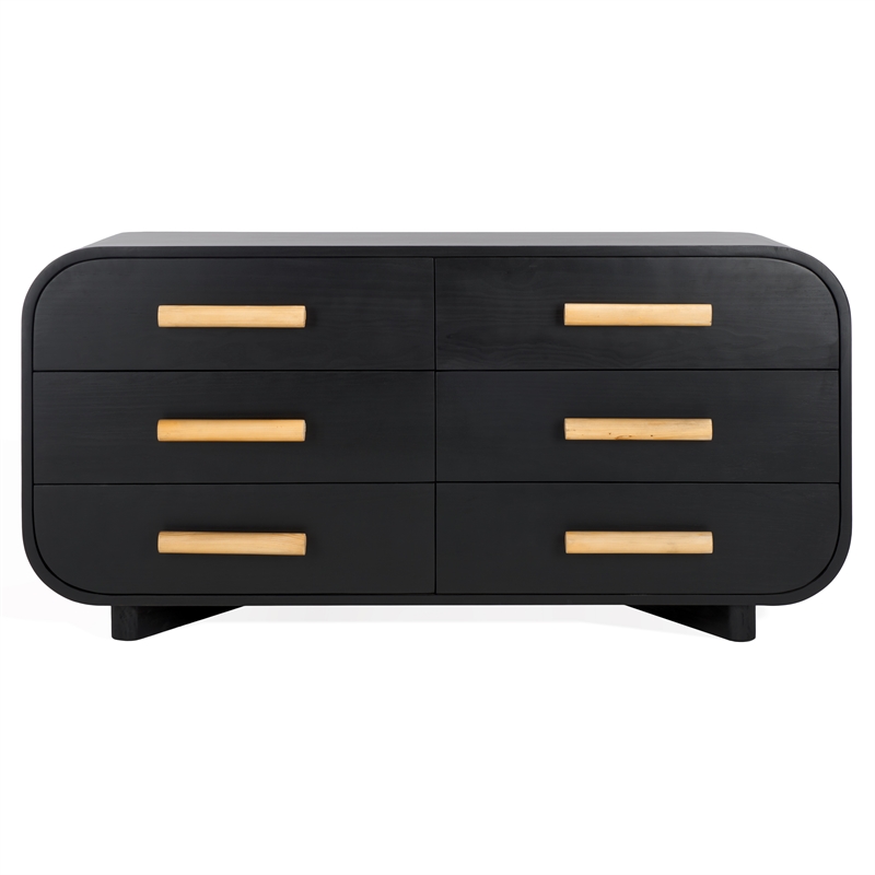 Safavieh Peterson Pine Wood Dresser in Black / Natural