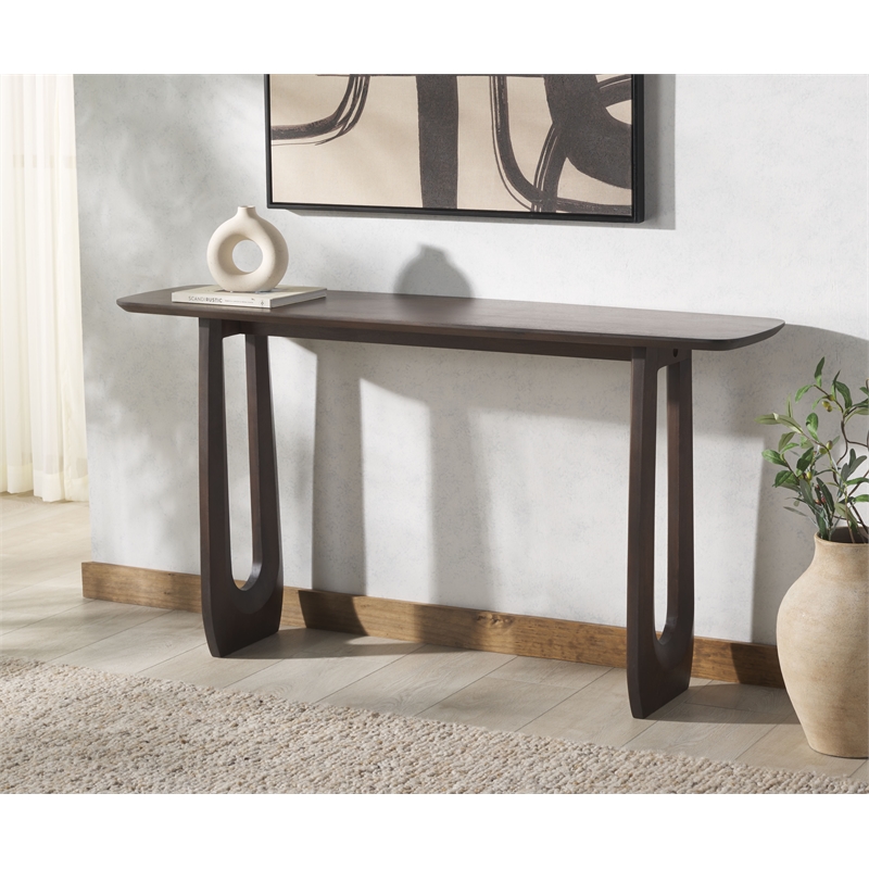 Safavieh Cassiette Wood and Steel  Console Table in Walnut