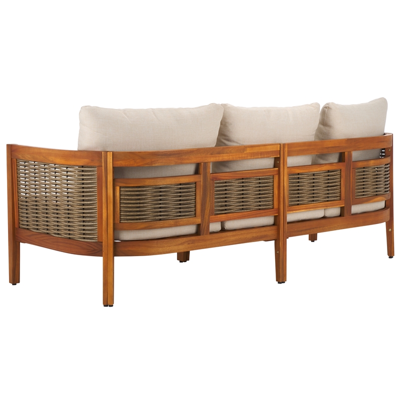 Safavieh Amanda Rattan and  Polyester Sofa in Natural / Taupe