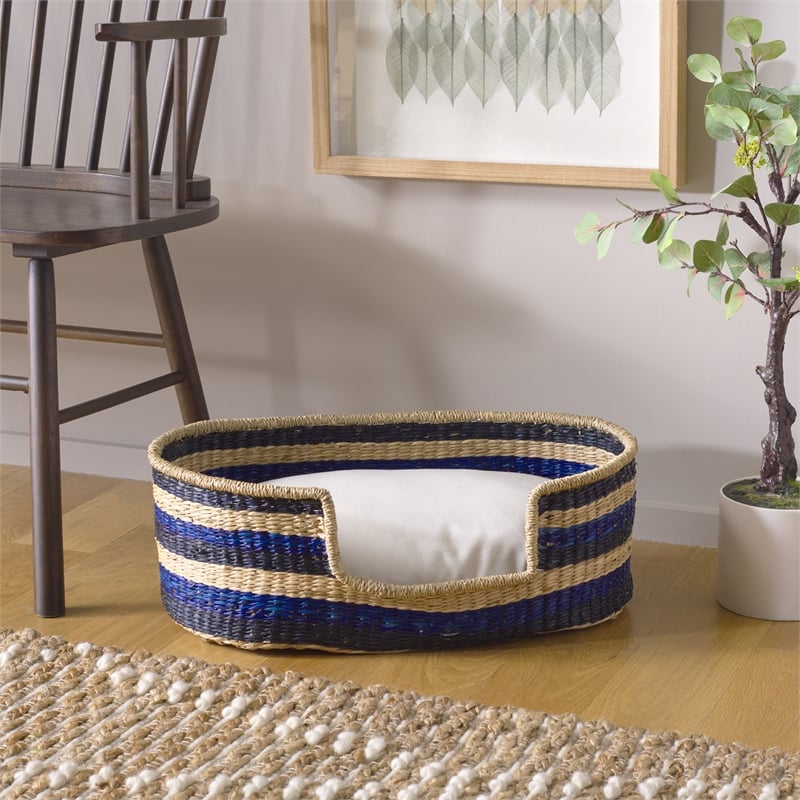 Safavieh Elyon Seagrass Pet Accessories in Beige / Natural / Black /Blue