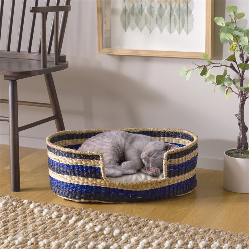 Safavieh Elyon Seagrass Pet Accessories in Beige / Natural / Black /Blue