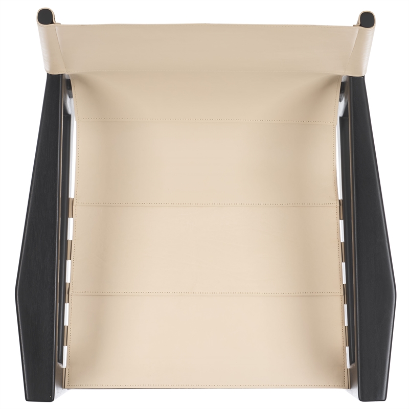 Safavieh Culkin Mahogany and Leather Accent Chair in Black / White