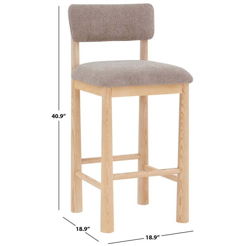 Safavieh Wrenley Wood Barstool in Light Brown / Natural