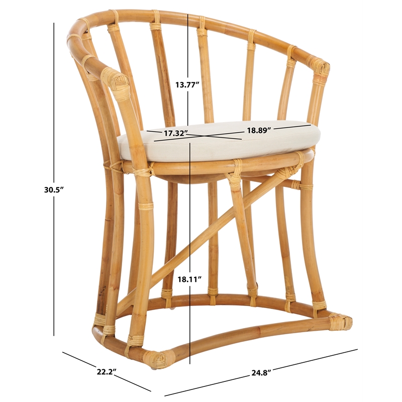 Safavieh Bates Rattan and Cotton Accent Chair in White / Natural