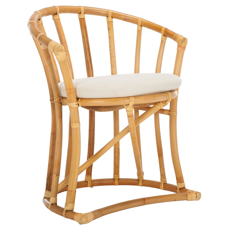 Safavieh Bates Rattan and Cotton Accent Chair in White / Natural
