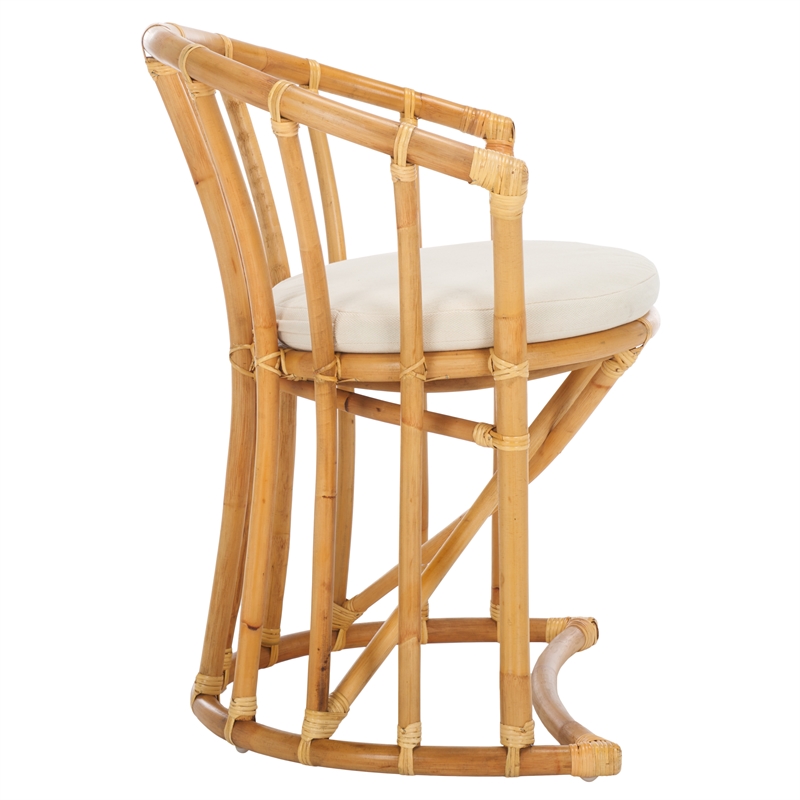 Safavieh Bates Rattan and Cotton Accent Chair in White / Natural