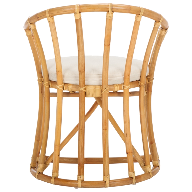 Safavieh Bates Rattan and Cotton Accent Chair in White / Natural