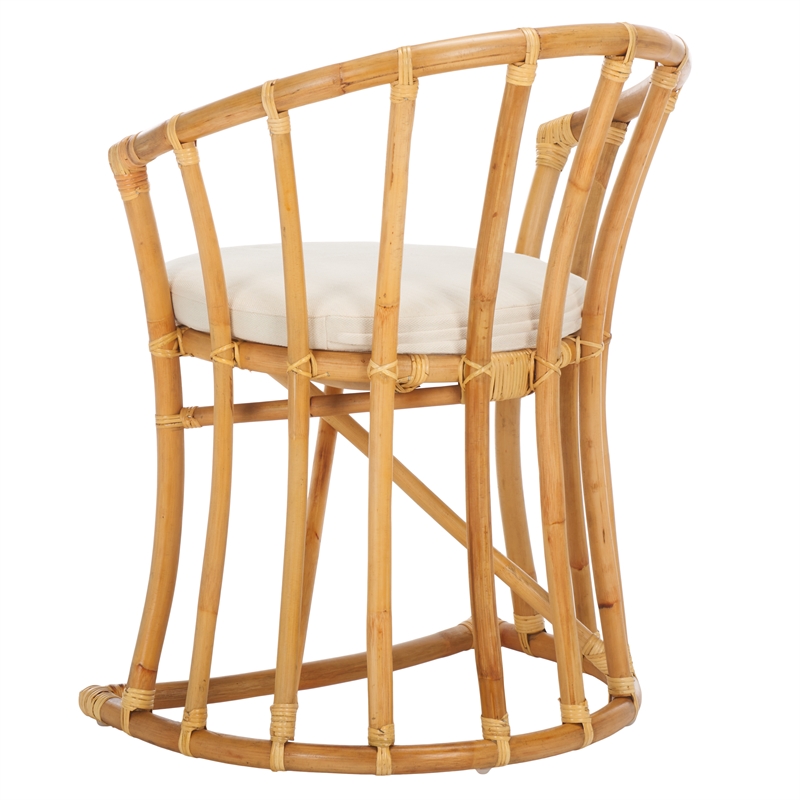Safavieh Bates Rattan and Cotton Accent Chair in White / Natural