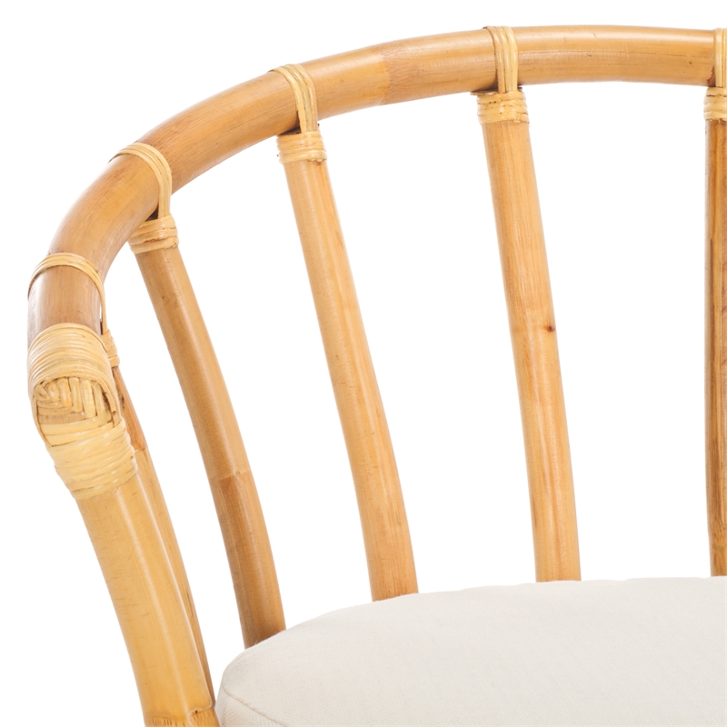 Safavieh Bates Rattan and Cotton Accent Chair in White / Natural
